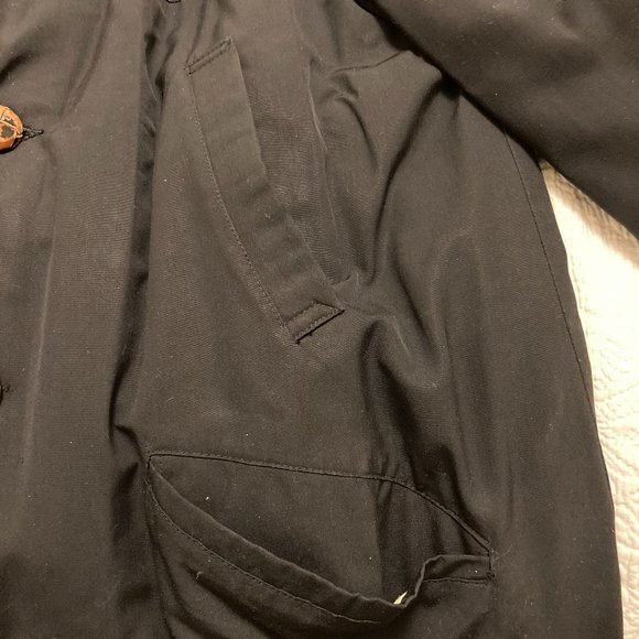 Vintage Le Chevron Black Coat with Fur Collar - Picture 3 of 4